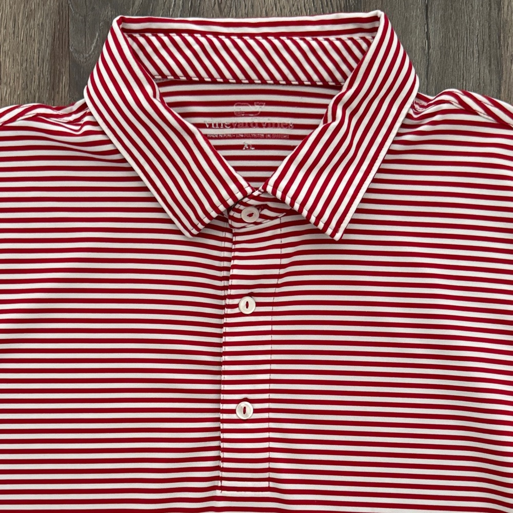 Vineyard Vines Red/White Stripe Men’s Polo XL